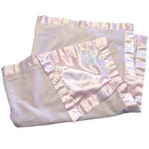 Carter's Baby Pink Fleece Blanket Satin Trim 30x40 Plush Nursery Receiving Pink